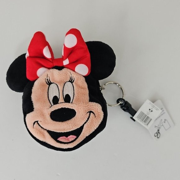 NWT Disney Minnie Mouse Ears Bean Bag Coin Purse Clip Key Chain - Picture 1 of 9